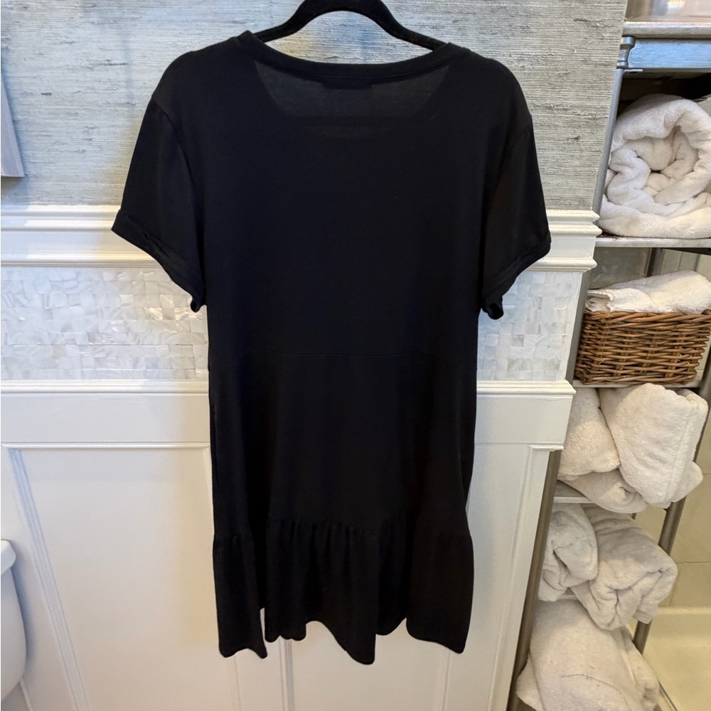Large berryou tiered tee shirt dress pockets black Black Short sleeve Ruffle - Picture 10 of 14